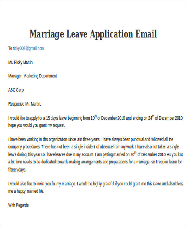 Marriage anniversary leave email